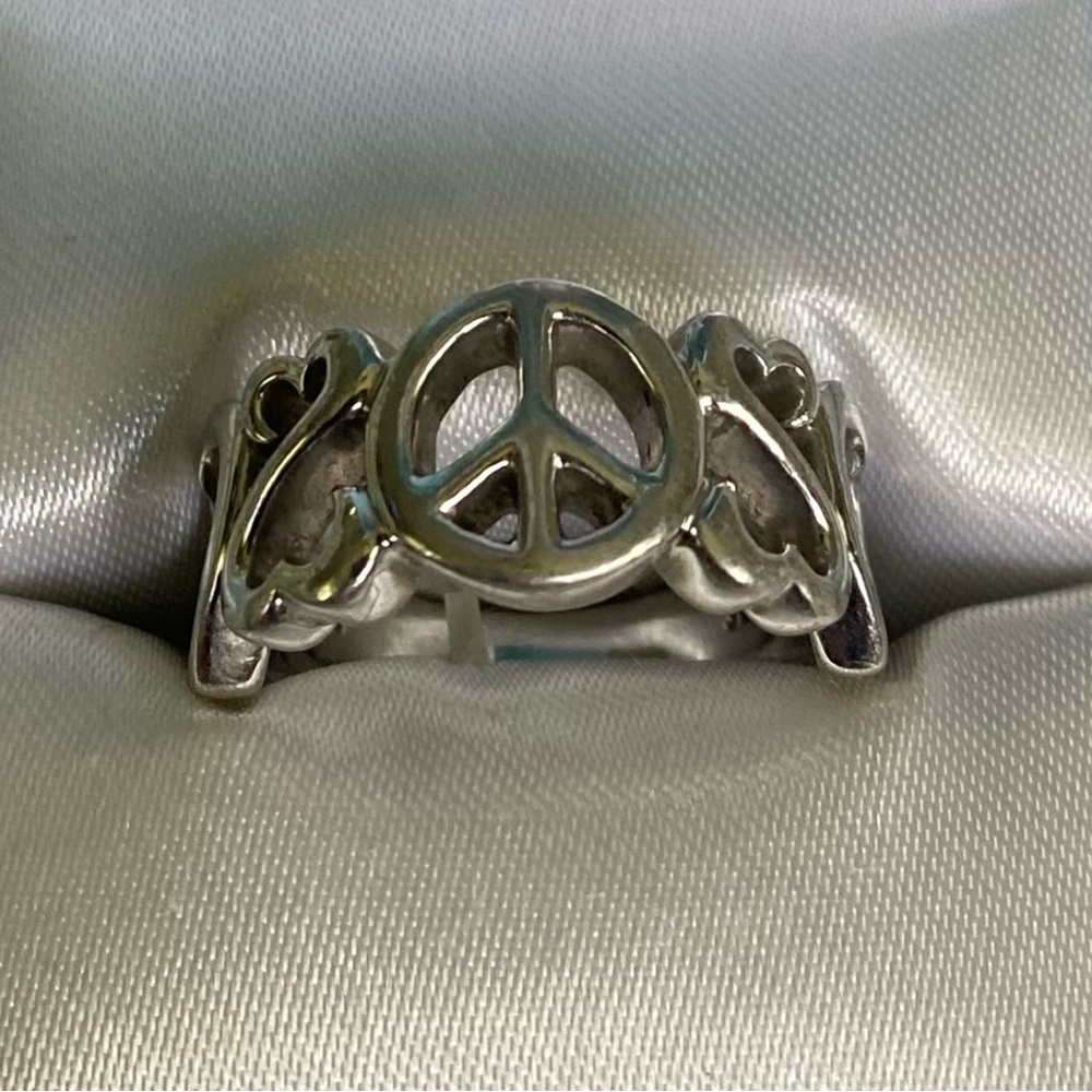 🍀925 Peace-Love Jane Seymour Sterling Silver Open Heart Ring